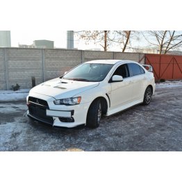 Накладка сплиттер на передний бампер вариант 5 на Mitsubishi Lancer X Evo